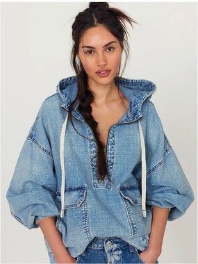 We The Free Casey Denim Pullover XS BNWT